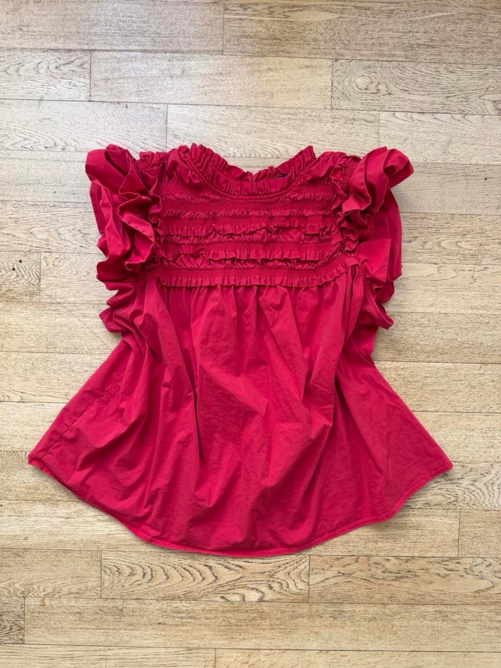 Vintage Red Ruffle Babydoll Blouse Coquette Cottagecore Y2K Top